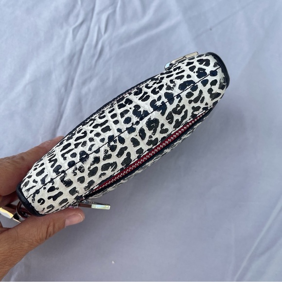 Alexander Wang Fumo Black White Red Embossed Leather Wristlet Zip Around Wallet - Picture 6 of 17